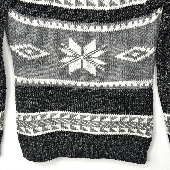 Bluenotes Womens Cardigan Sweater Shawl Collar Snowflake Long Sleeve Gray Size S - Picture 6 of 13